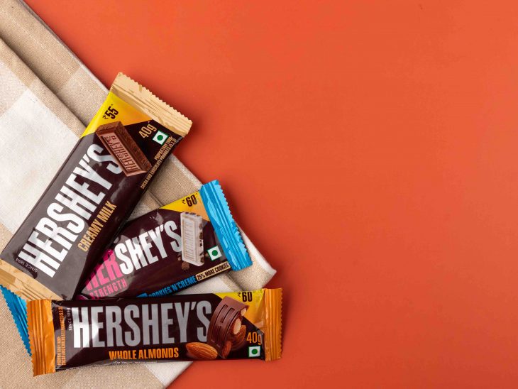Hershey's chocolate photos shot on different background.