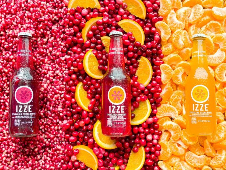 izze bottles on fruits