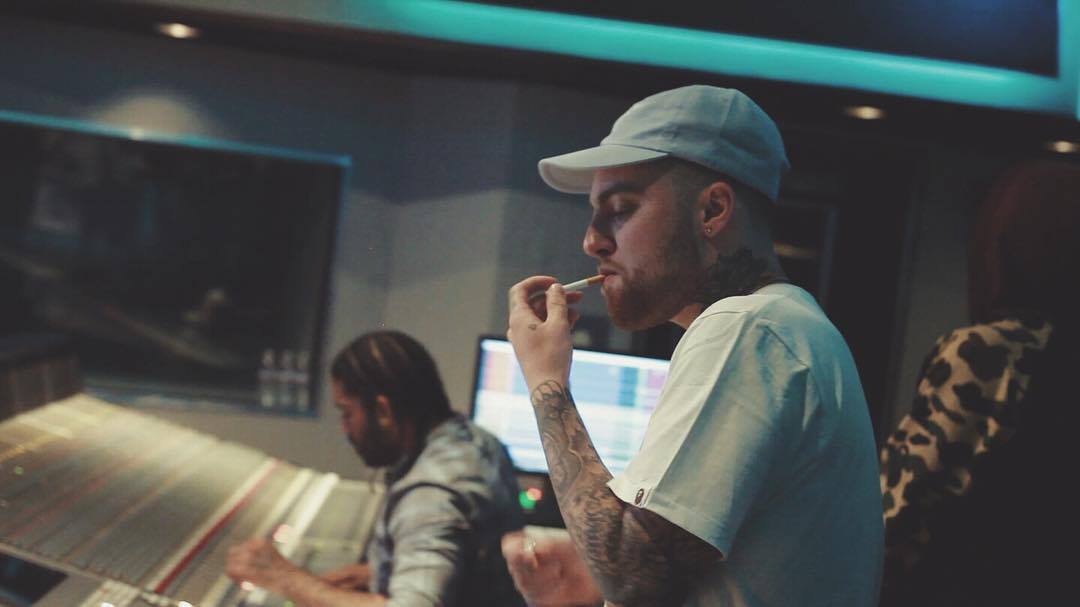 mac miller smoking in the recording studio