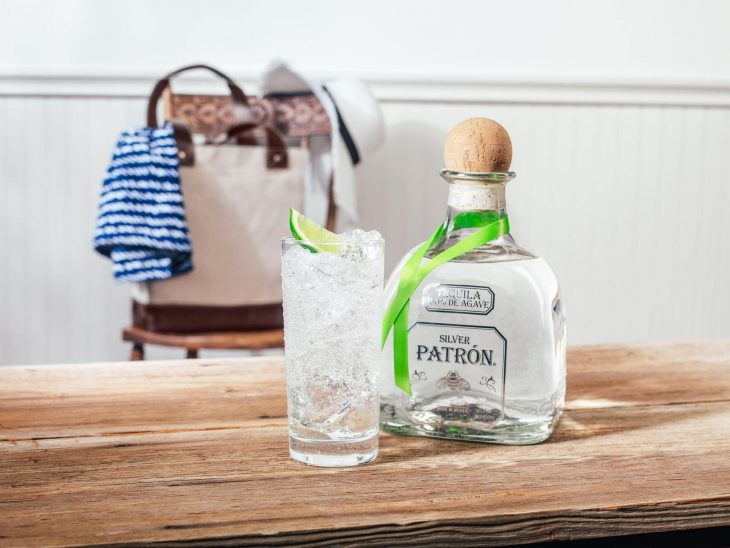 patron tequila drink with glass