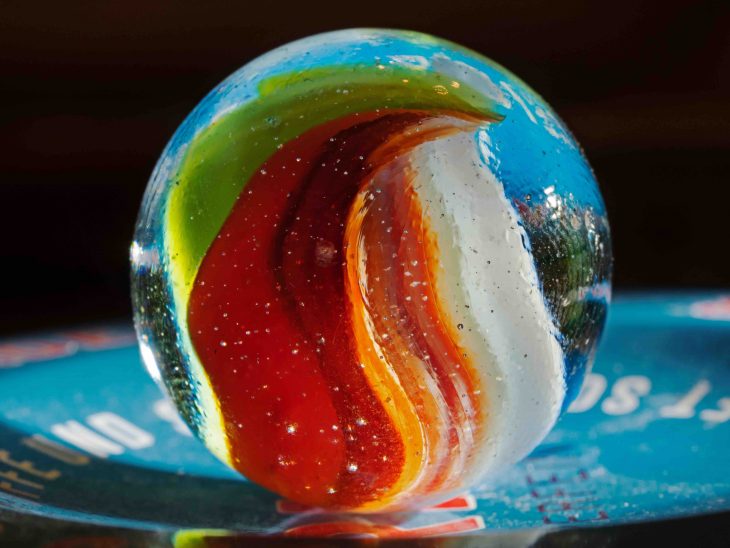 Close-up photography of a glass marble