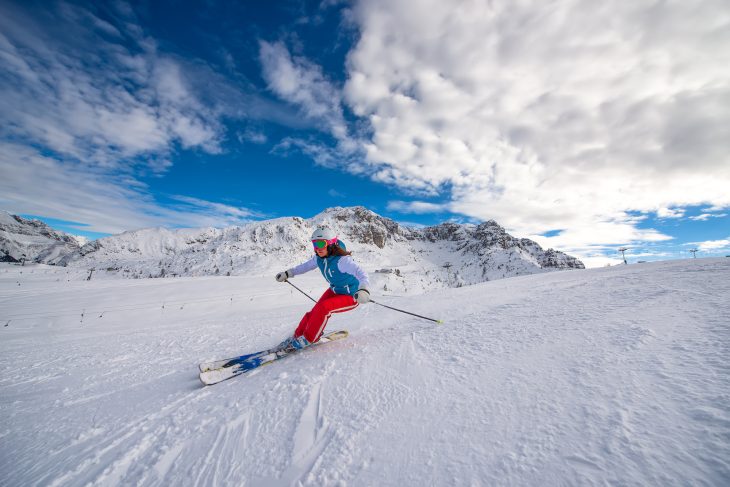 Girl skier in ski area