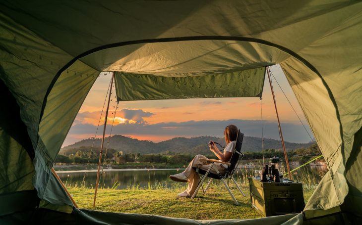 woman camping alone