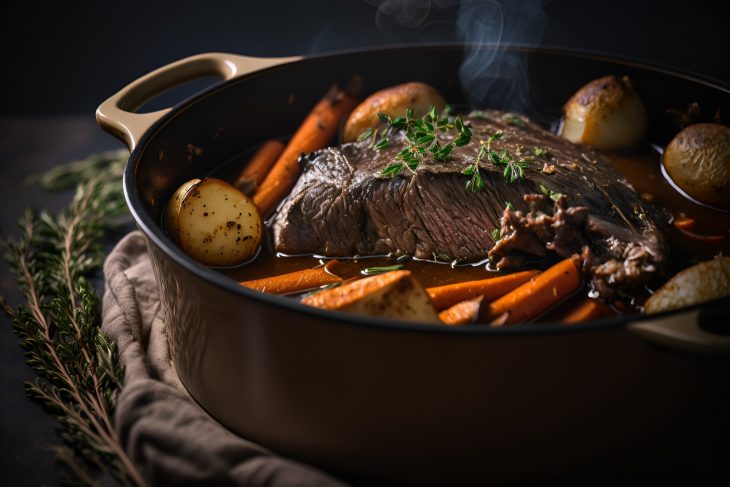 Beef pot roast with carrots, potatoes