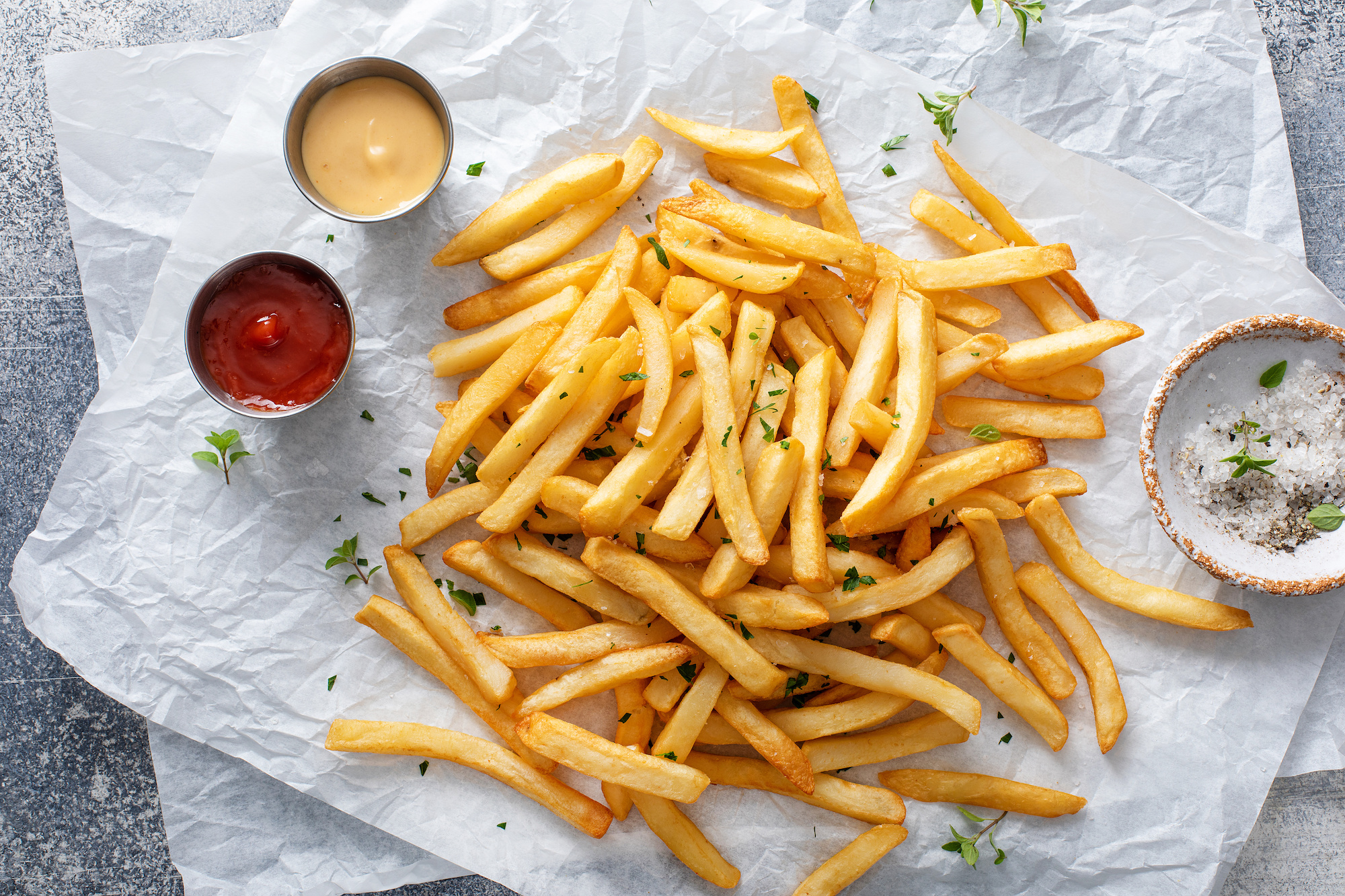 French fries with ketchup