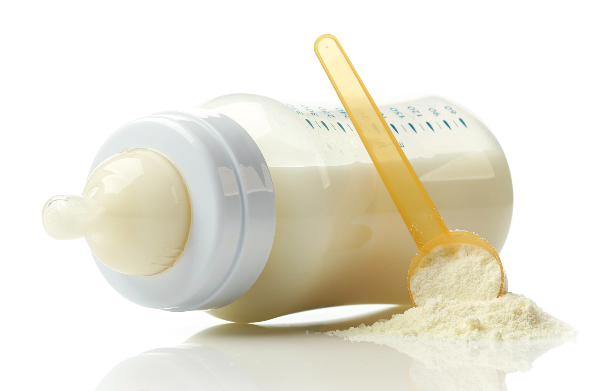baby milk bottle and milk powder