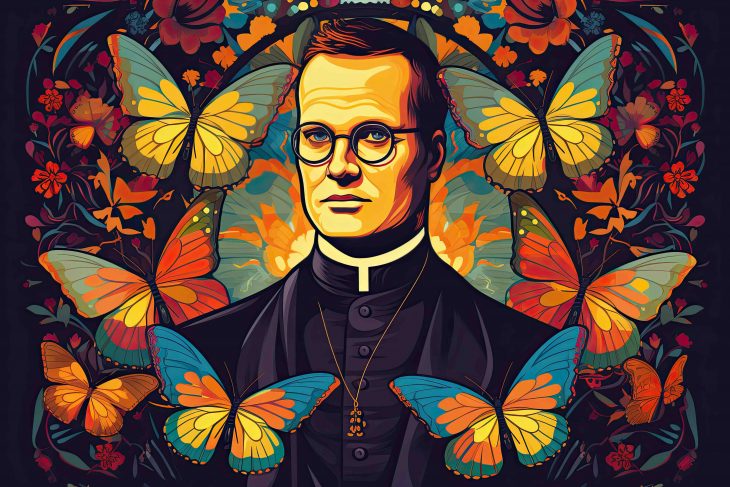 Colorful Illustration of Gregor Mendel, Father of Genetics, Generative AI
