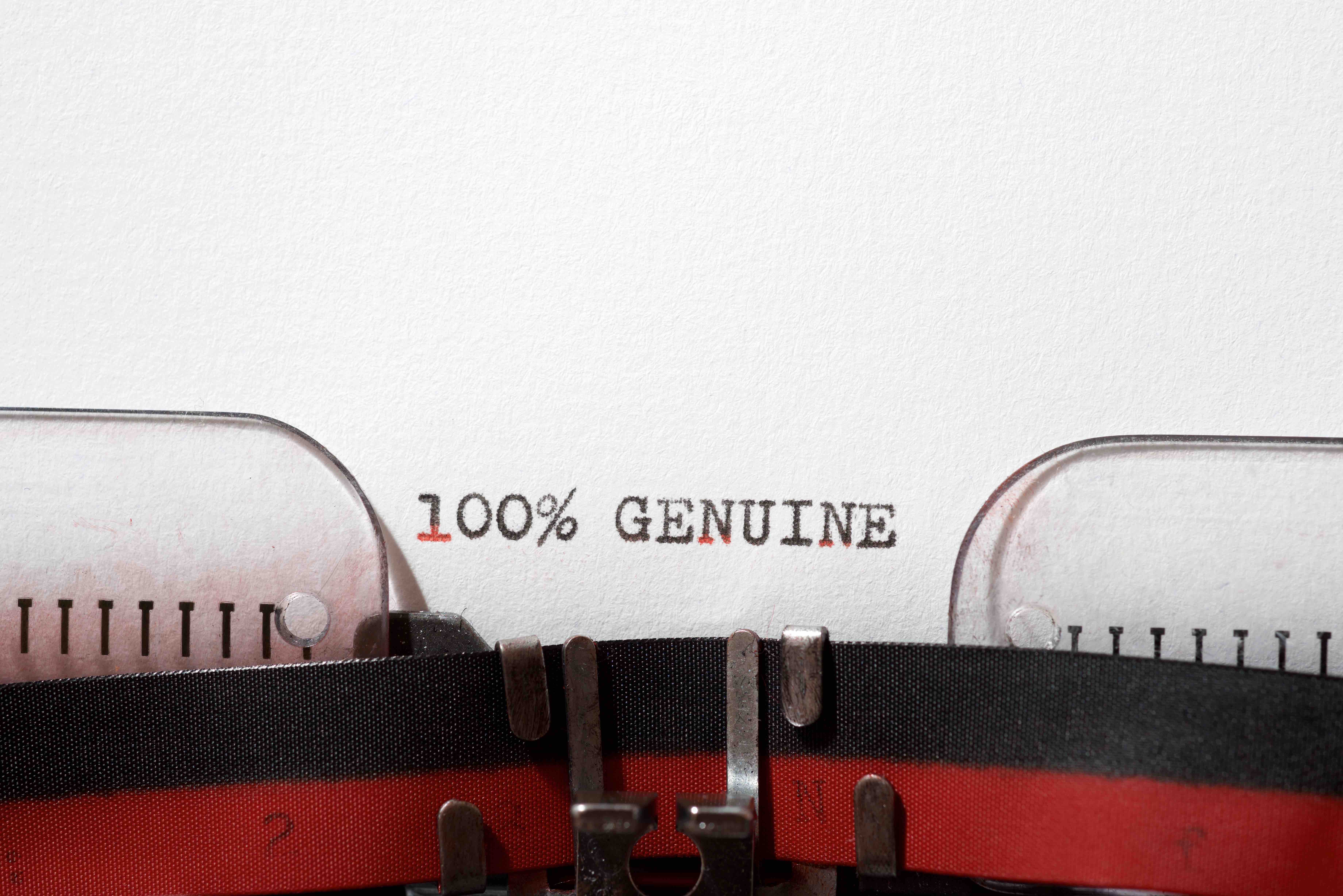 100% genuine text on typewriter
