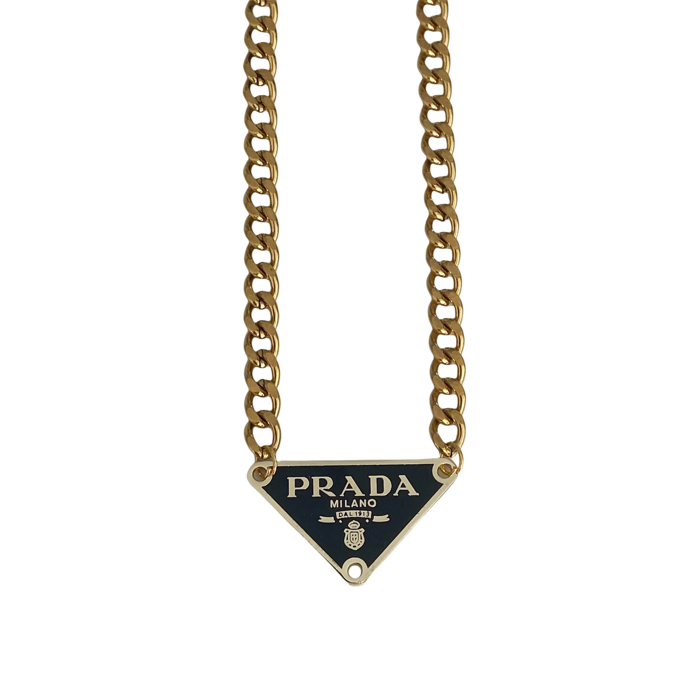 18k gold plated Prada Necklace Triangle Vintage Choker Style | eBay