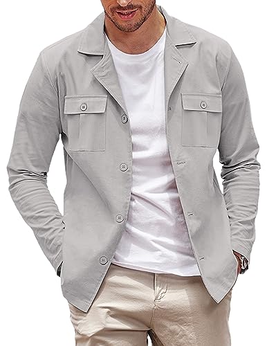 JMIERR Big and Tall Shirts for Men Jackets Long Sleeve Button Down  Lightweight Jacket Shirts Casual Corduroy Shacket with Pocket