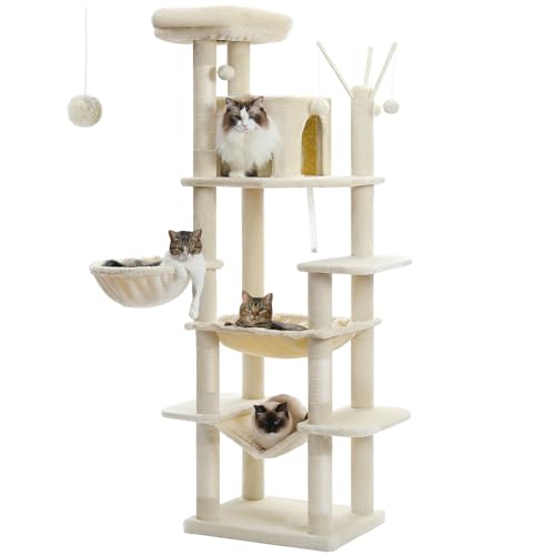 Large Cat Tree with Hammock, Scratching Posts, and Perch