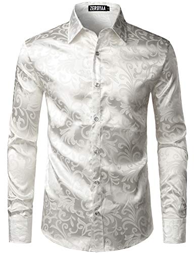  COOFANDY Shiny Shirts for Men Silk Satin Luxury Dress Shirts Long  Sleeve Button Up Shirts (Army Green, Small) : Clothing, Shoes & Jewelry