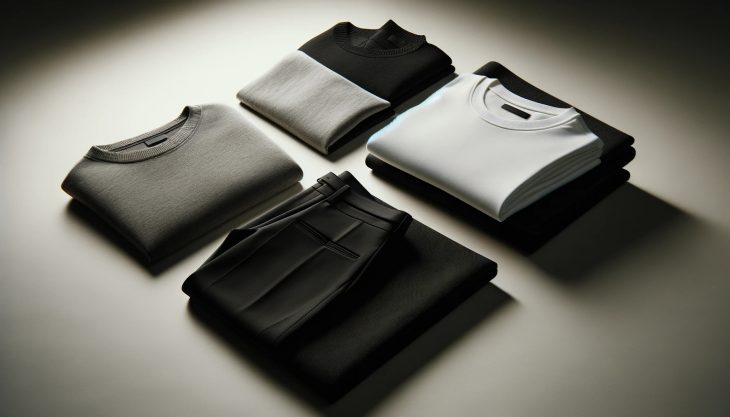 Essentials clothing brand with a minimalist and elegant fashion photoshoot
