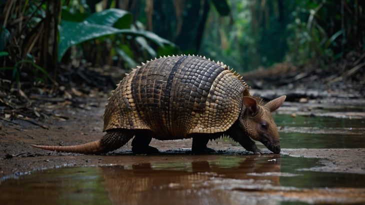 Armadillo in the Amazon Rainforest