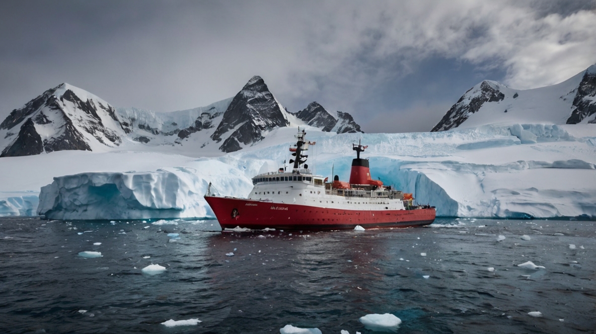 ship at antarctica